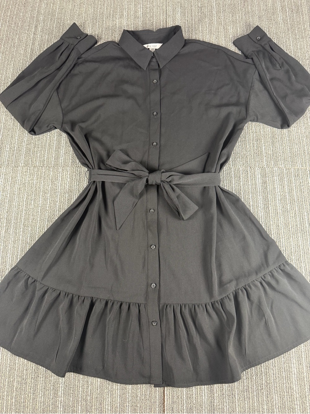 NWT Nine West Button-Front Shirt Dress with Tie Waist